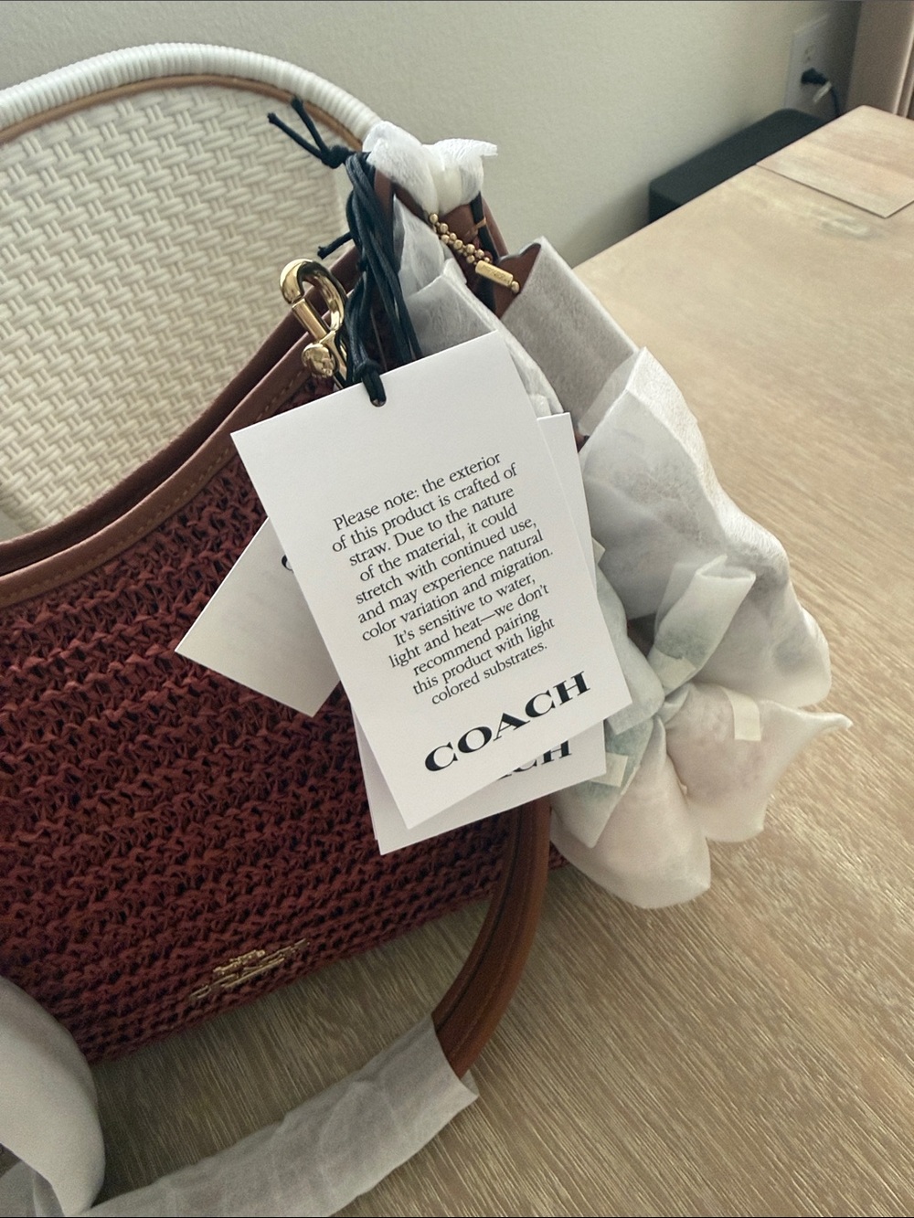 NWT Coach Limited Edition Natural Straw Laurel Shoulder Bag With Charms - Picture 4 of 16